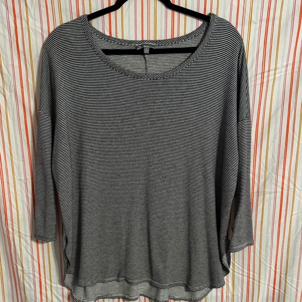 TBH Black and White Striped Quarter Sleeve Top